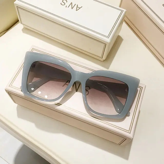 Rectangle Big Frame Cat Eye Sunglasses - High Trend Coture