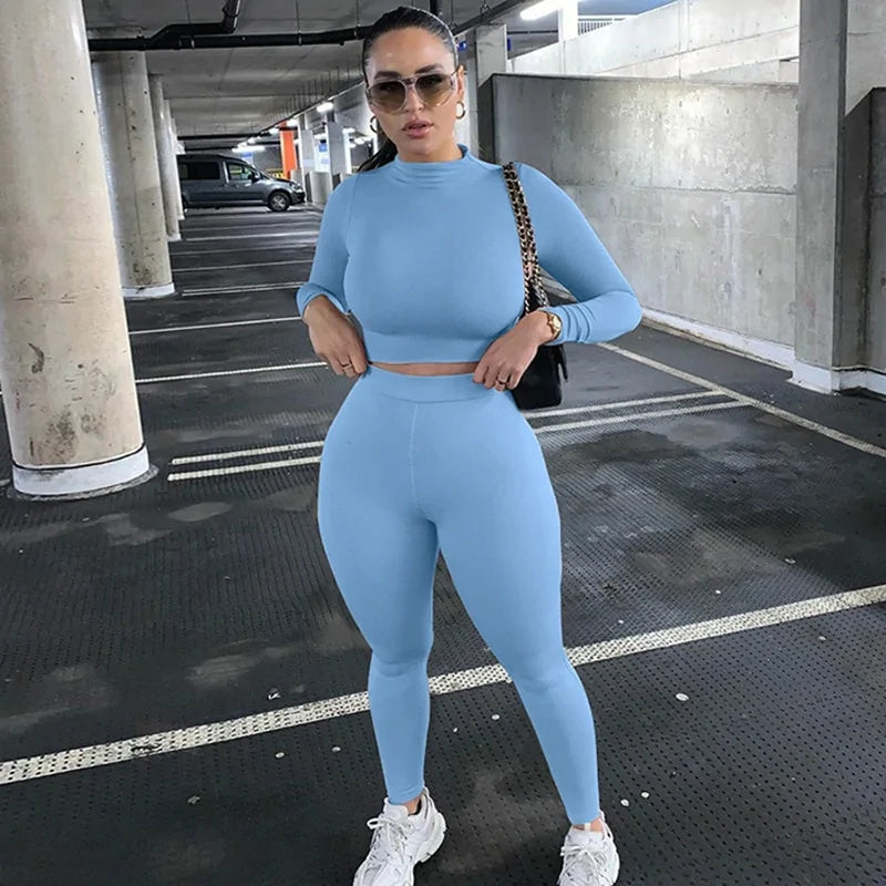 Conjunto Deportivo Dos Piezas Mujer Leggings Push Up y Top Manga Corta - High Trend Coture
