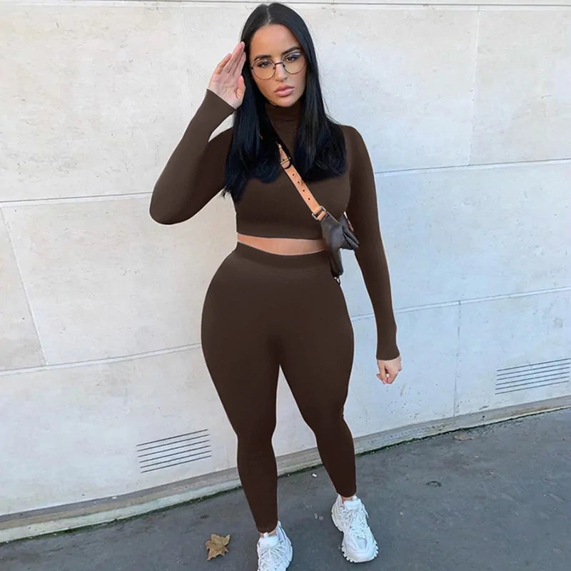 Conjunto Deportivo Dos Piezas Mujer Leggings Push Up y Top Manga Corta - High Trend Coture