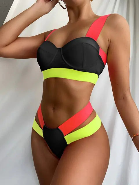 Bikini Patchwork Sexy Diversos Colores - High Trend Coture