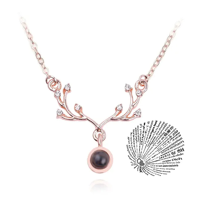 Projection Necklace 100 Languages I Love You Pendant Jewelry - High Trend Coture