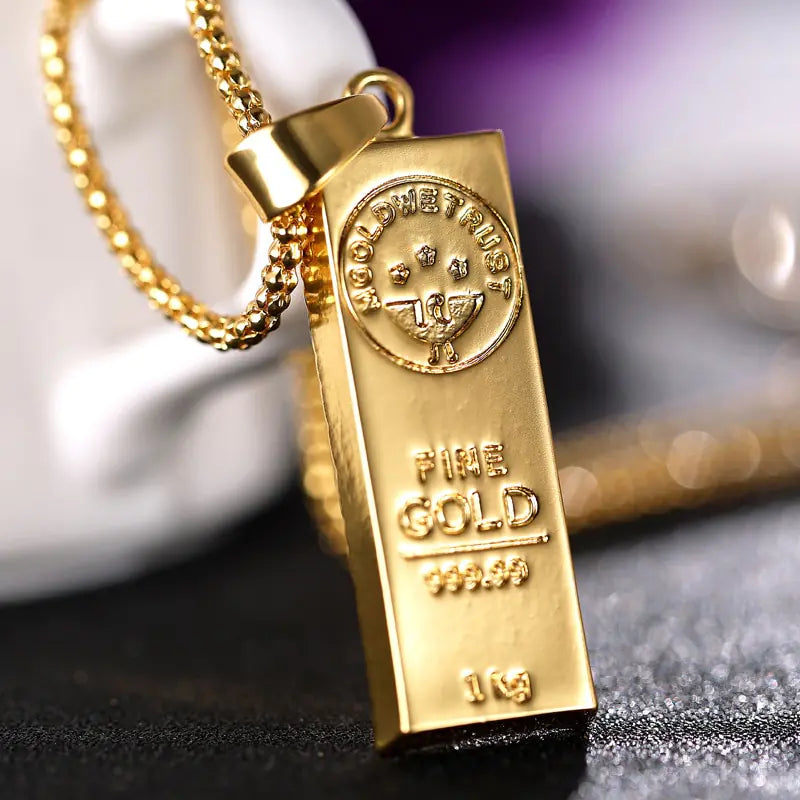 Gold Color Bar Necklace - High Trend Coture
