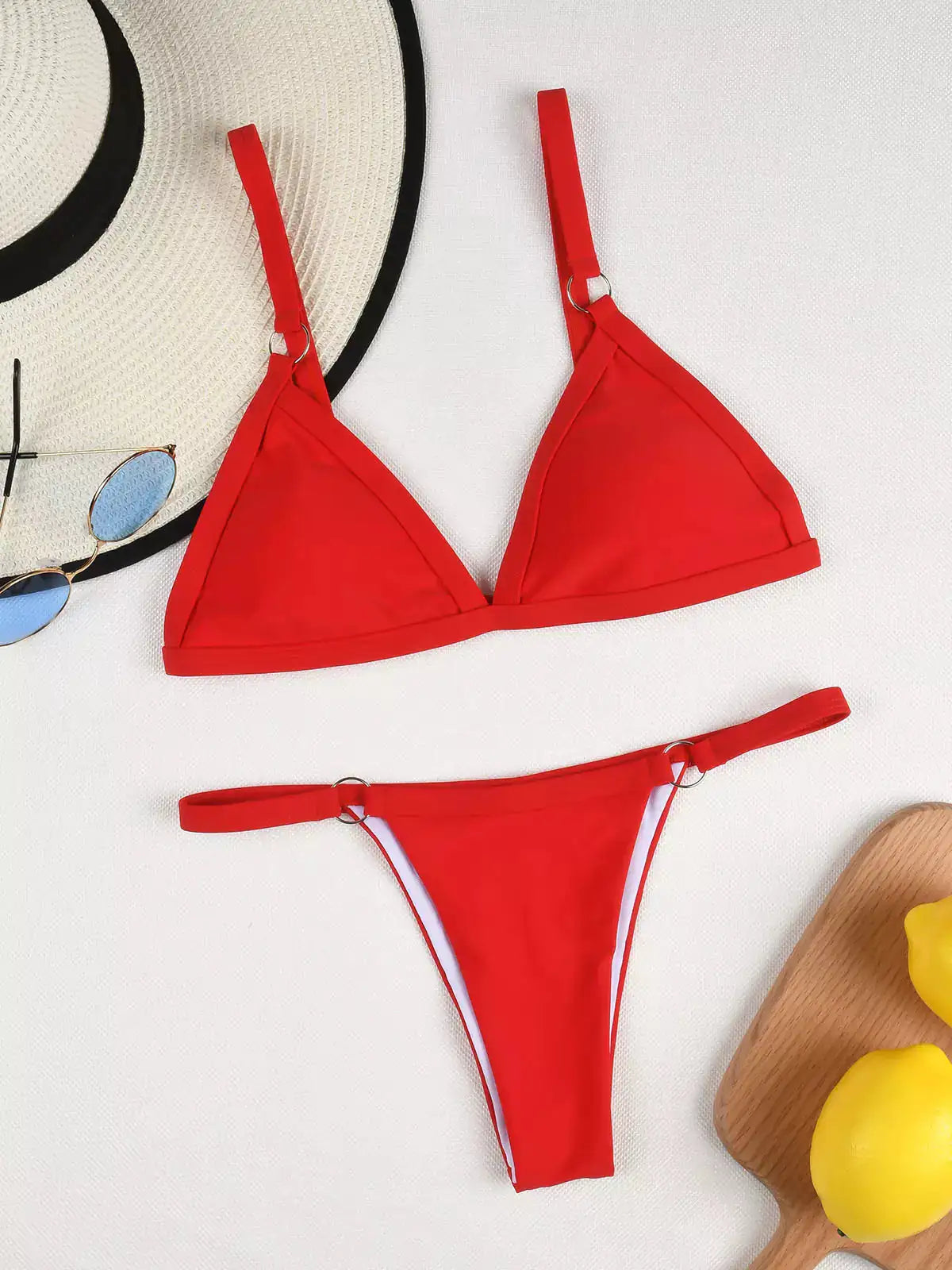 Bikini de Dos Piezas Liso de Color Solido - High Trend Coture