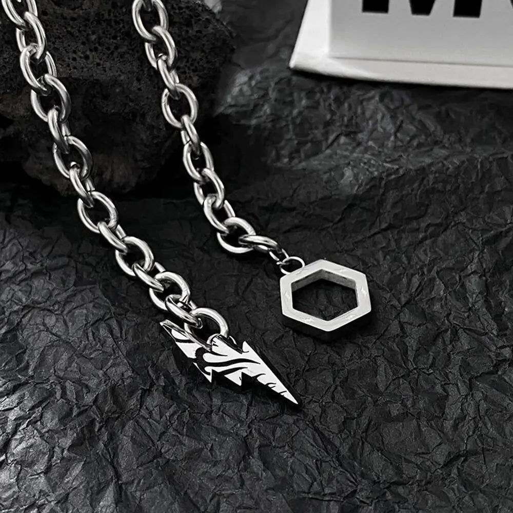 Lightning Hexagon Steel Necklace - High Trend Coture