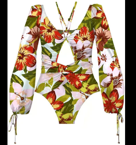 Bañador Vintage Estampado con Manga Larga - High Trend Coture