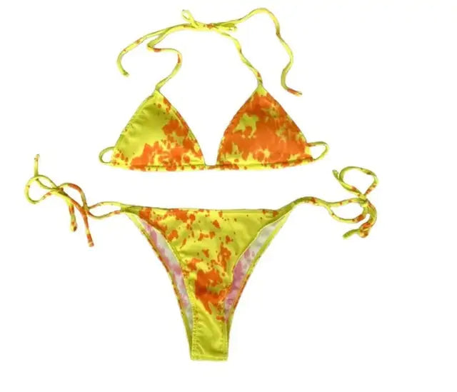 Bikini de Cuello Redondo dos Piezas Tie Dye - High Trend Coture