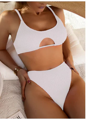 Conjunto Bikini de Canalé con Abertura en Top - High Trend Coture
