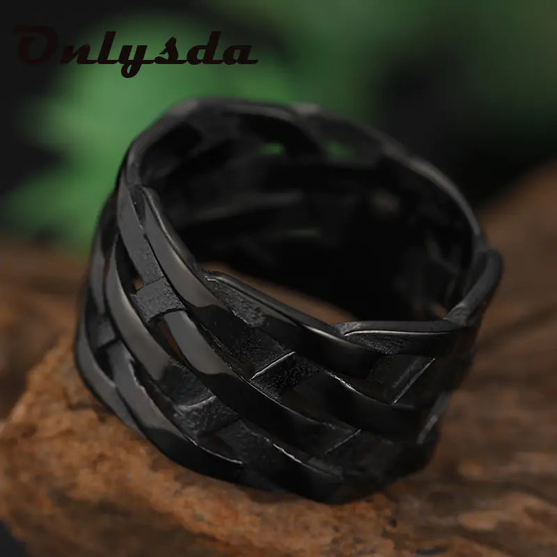 Vintage Weave Stainless Steel Rings - High Trend Coture