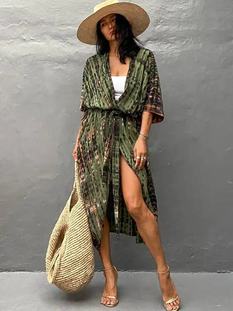 Kimono de Playa Cover Up Estampado - High Trend Coture