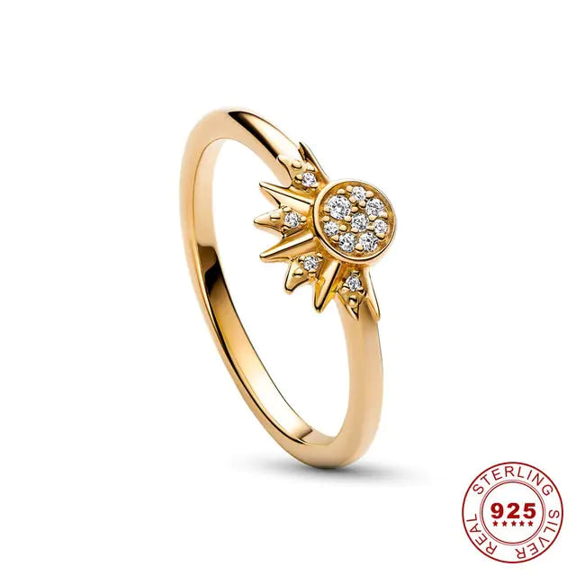 Celestial Blue Sparkling Moon And Sun Rings - High Trend Coture