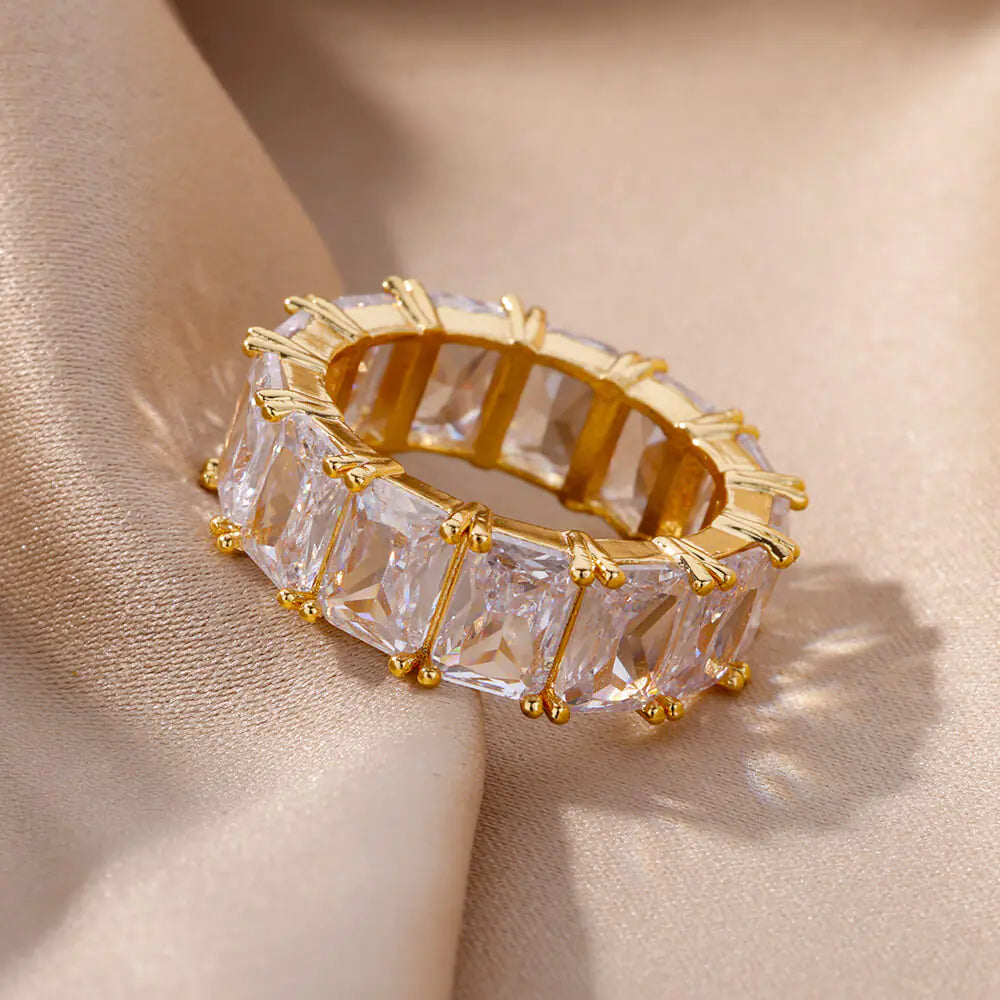 Rectangle Zircon Rings - High Trend Coture
