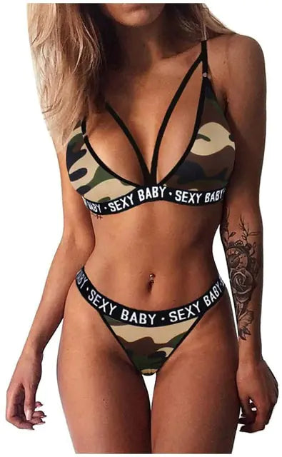 Bikini con Tiras Cruzadas Elásticas - High Trend Coture