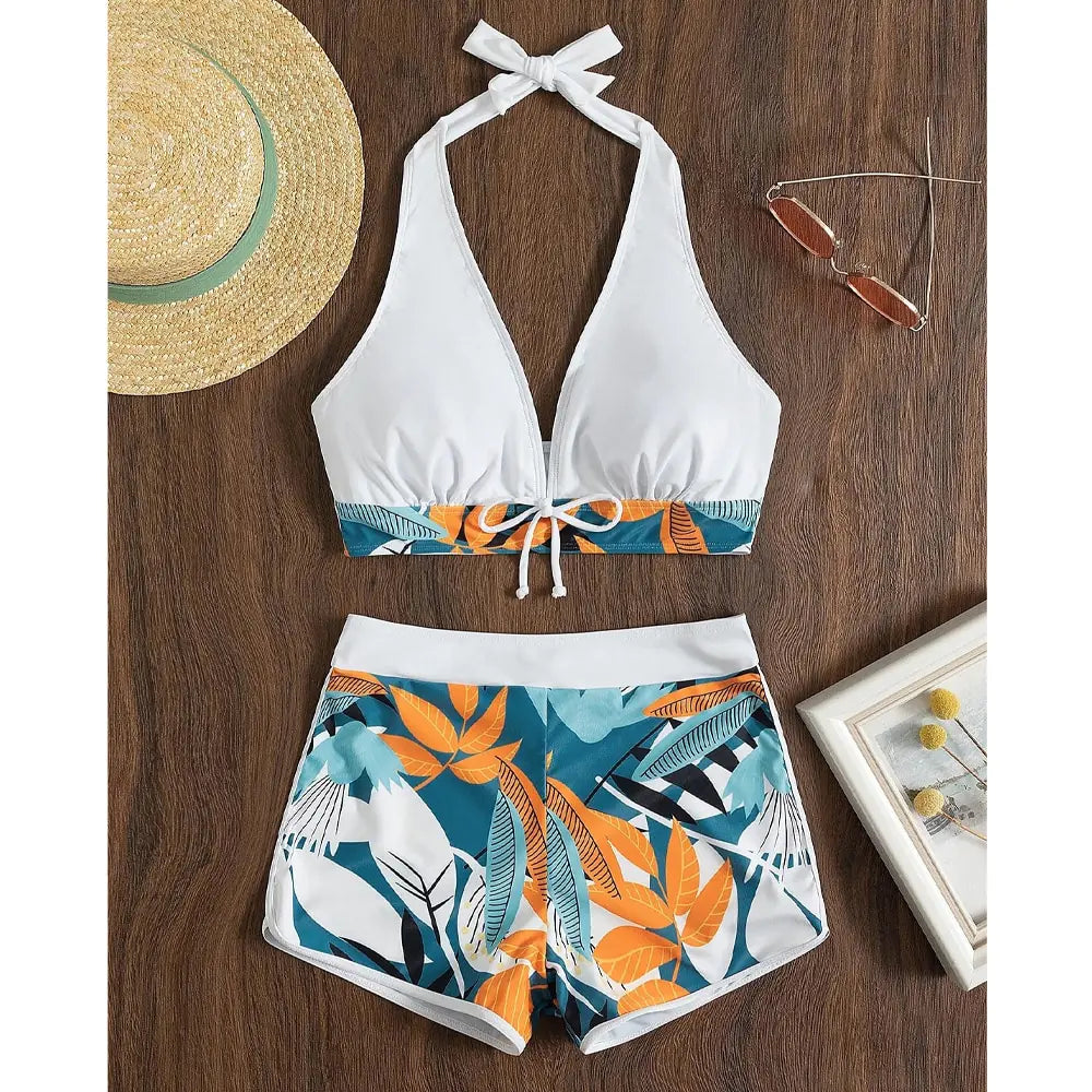 Traje de Baño Estampado 2 Piezas con Short - High Trend Coture
