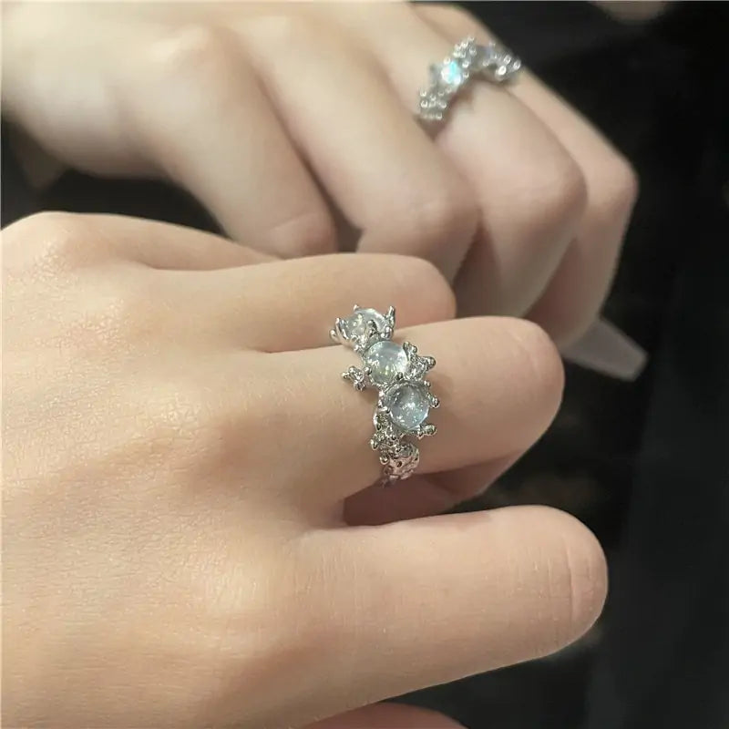 Crystal Opal Star Open Rings - High Trend Coture