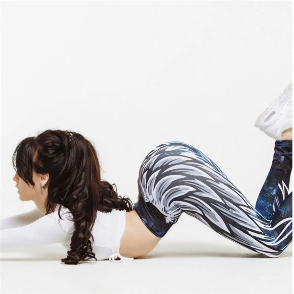 Leggings con Estampado de Alas Blancas de Ángel - High Trend Coture