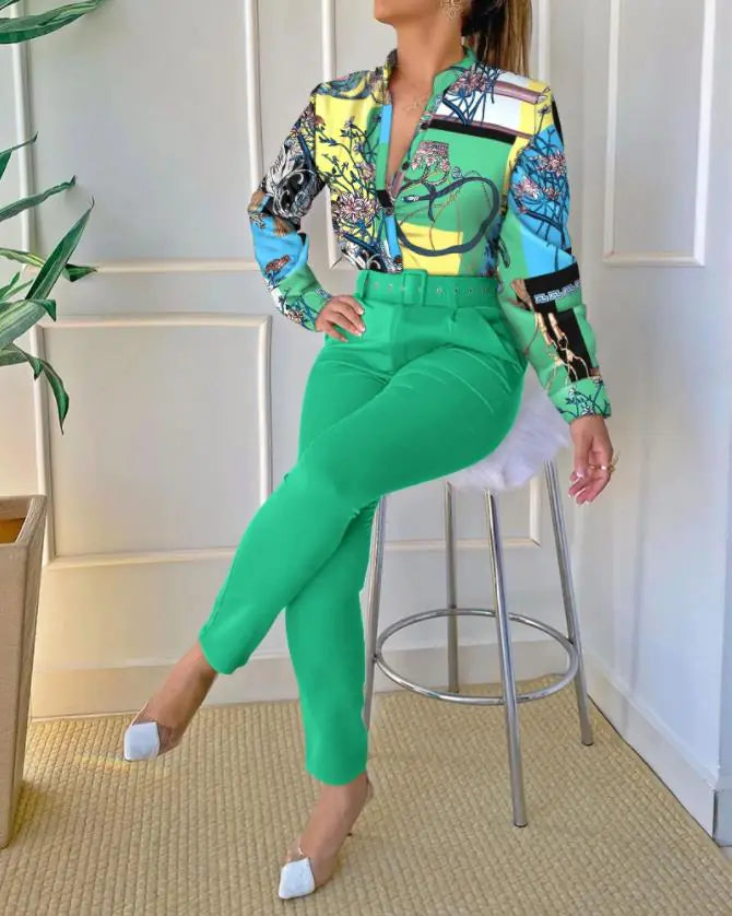 Conjunto elegante dos piezas pantalon y blusa - High Trend Coture