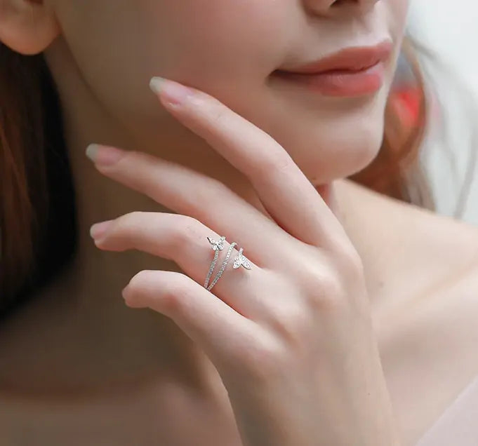 Silver Double Butterfly Rings - High Trend Coture