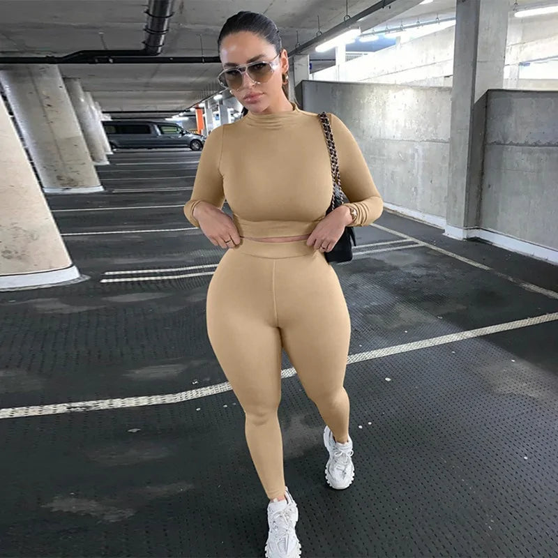 Conjunto Deportivo Dos Piezas Mujer Leggings Push Up y Top Manga Corta - High Trend Coture