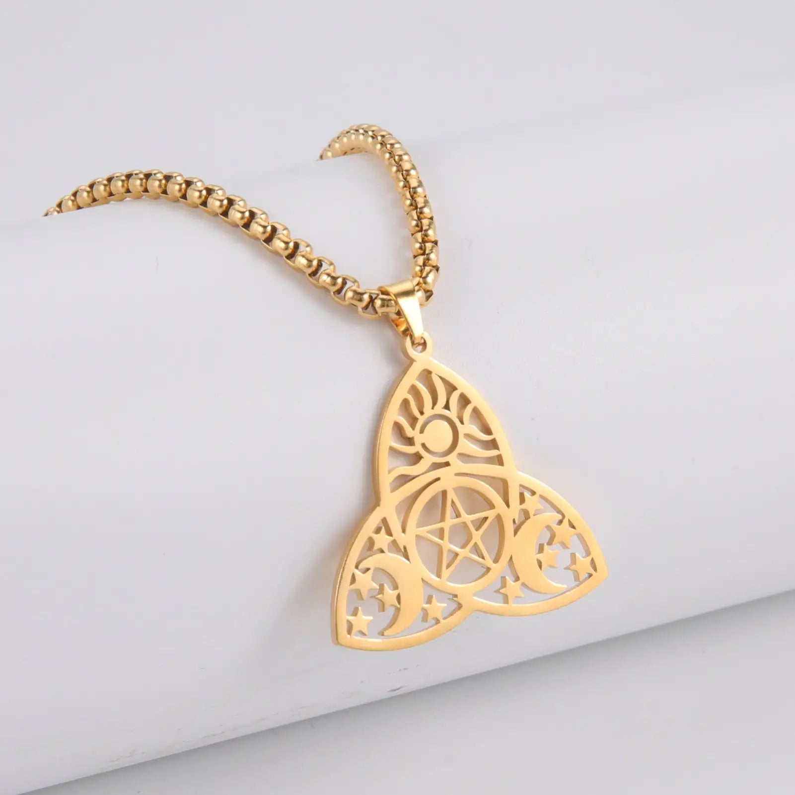 Triquetra Moon Pentagram Necklaces - High Trend Coture