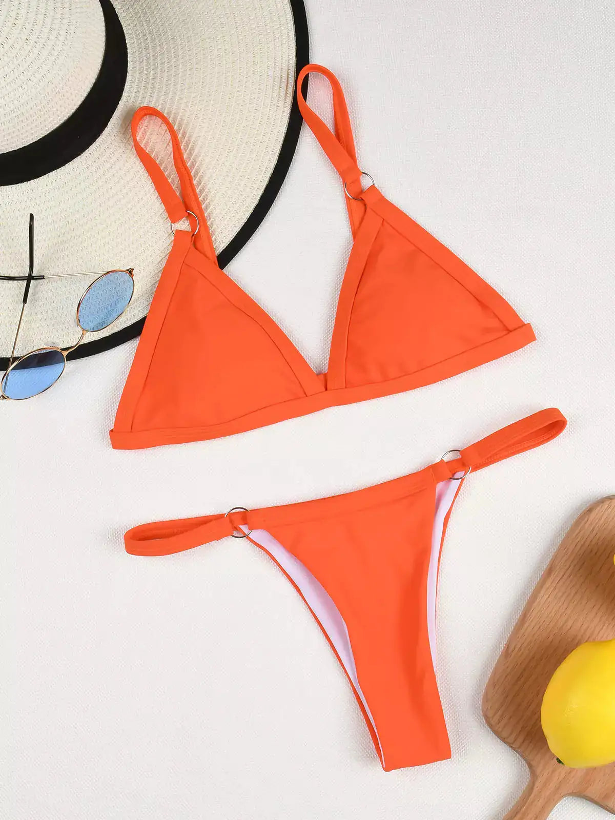 Bikini de Dos Piezas Liso de Color Solido - High Trend Coture