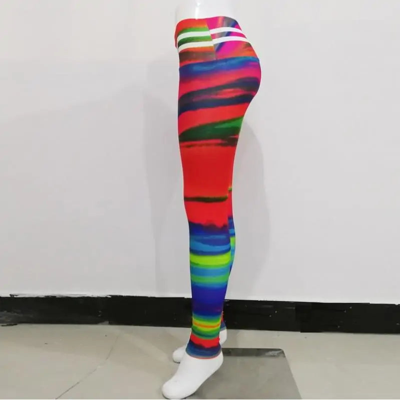 Leggings Multicolor Raimbow Cintura Alta Push Up - High Trend Coture