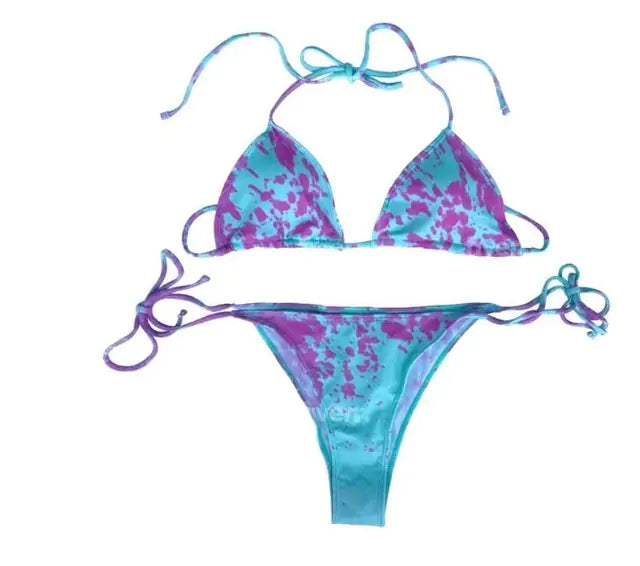Bikini de Cuello Redondo dos Piezas Tie Dye - High Trend Coture