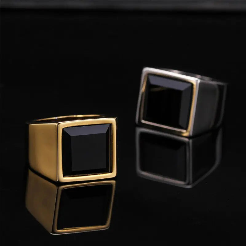 ZORCVENS Black Stone Rings for Men - High Trend Coture