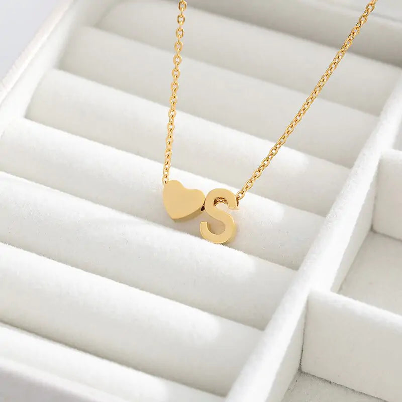 Letter Heart Initial Necklaces - High Trend Coture