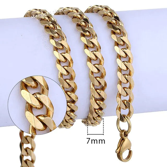 Hip Hop Stainless Steel Curb Cuban Link Necklace - High Trend Coture