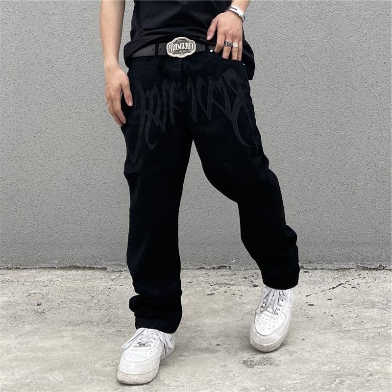 Pantalones vaqueros anchos hombre bordados - High Trend Coture