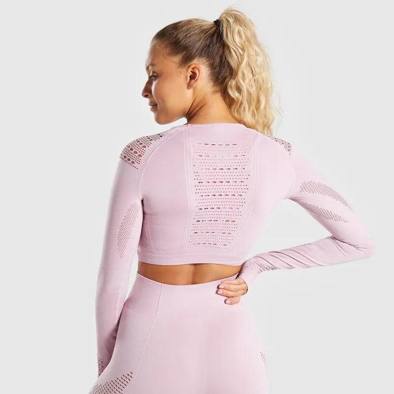 Conjunto Deportivo Top Manga Larga + Leggings sin Costuras - High Trend Coture