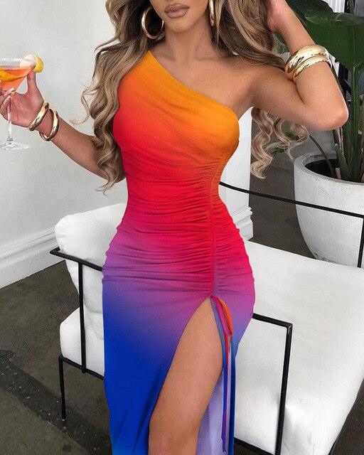Vestido de Tirantes Cuello en V con Abertura Lateral - High Trend Coture