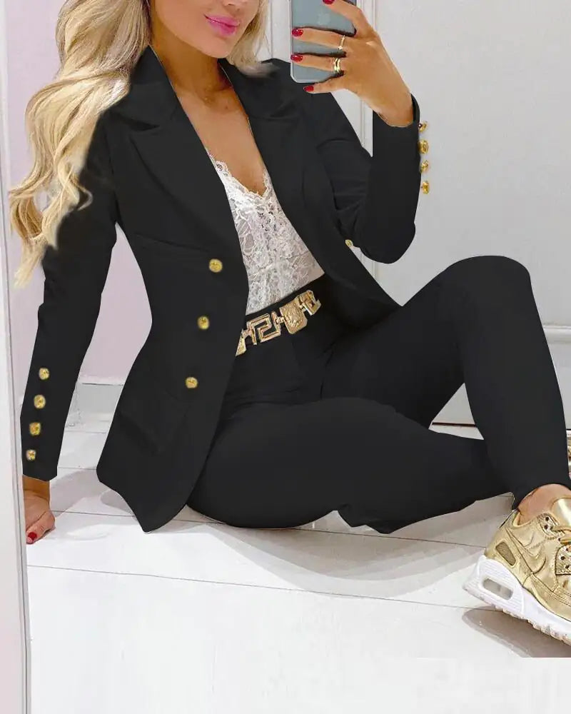 Traje de chaqueta blazer y pantalón oficina mujer - High Trend Coture
