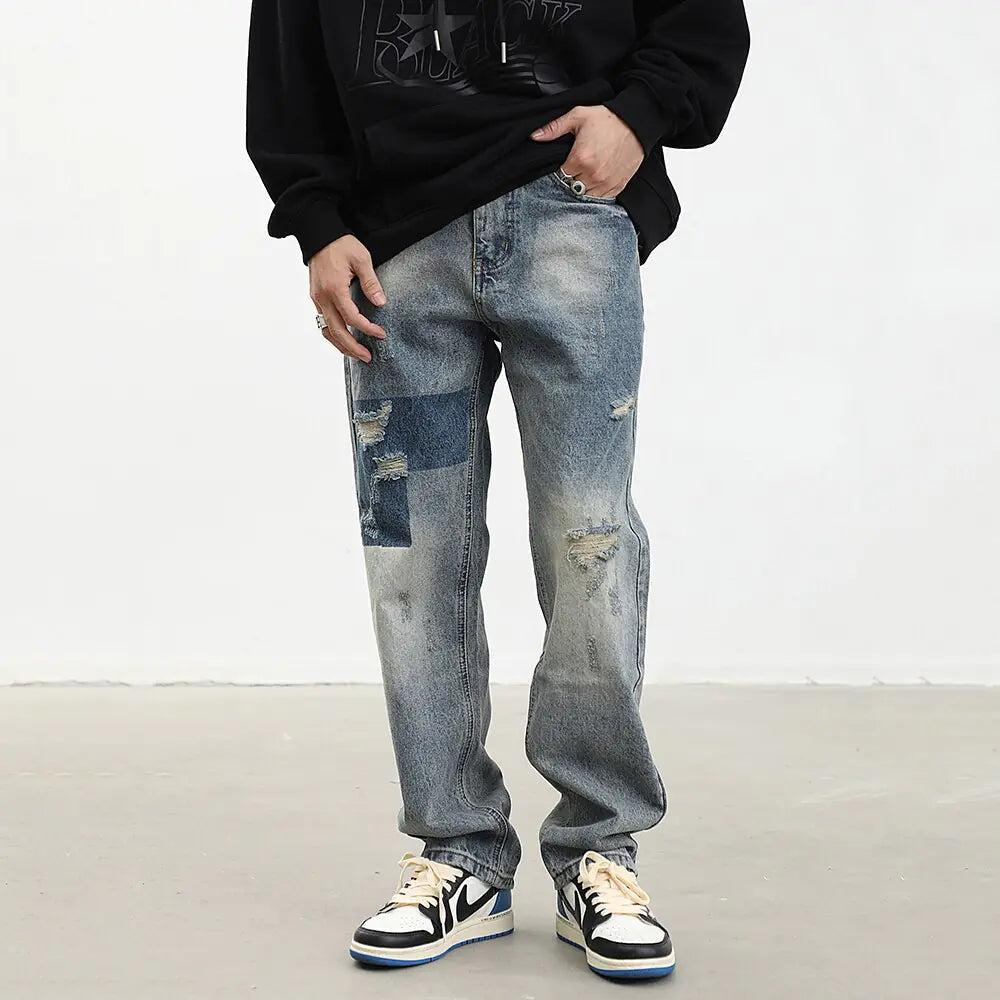 Vaqueros Holgados Retro hombre con Rasgados - High Trend Coture