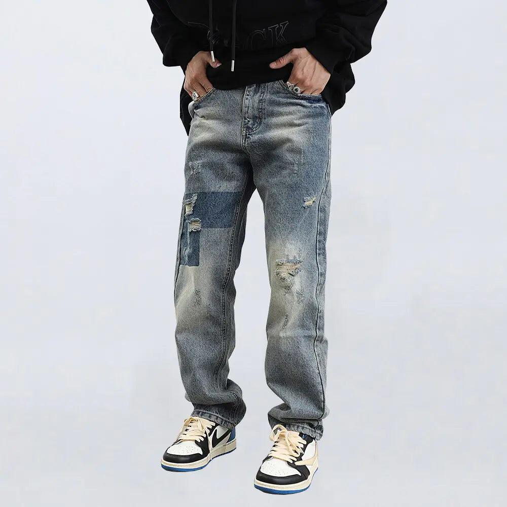 Vaqueros Holgados Retro hombre con Rasgados - High Trend Coture