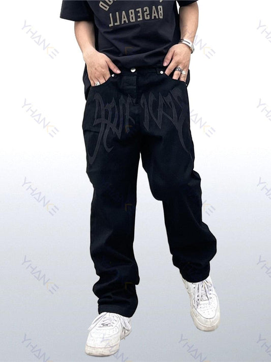 Pantalones vaqueros anchos hombre bordados - High Trend Coture