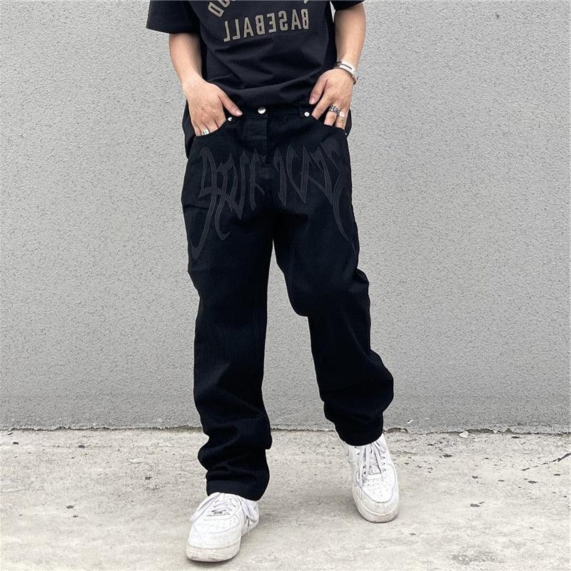 Pantalones vaqueros anchos hombre bordados - High Trend Coture