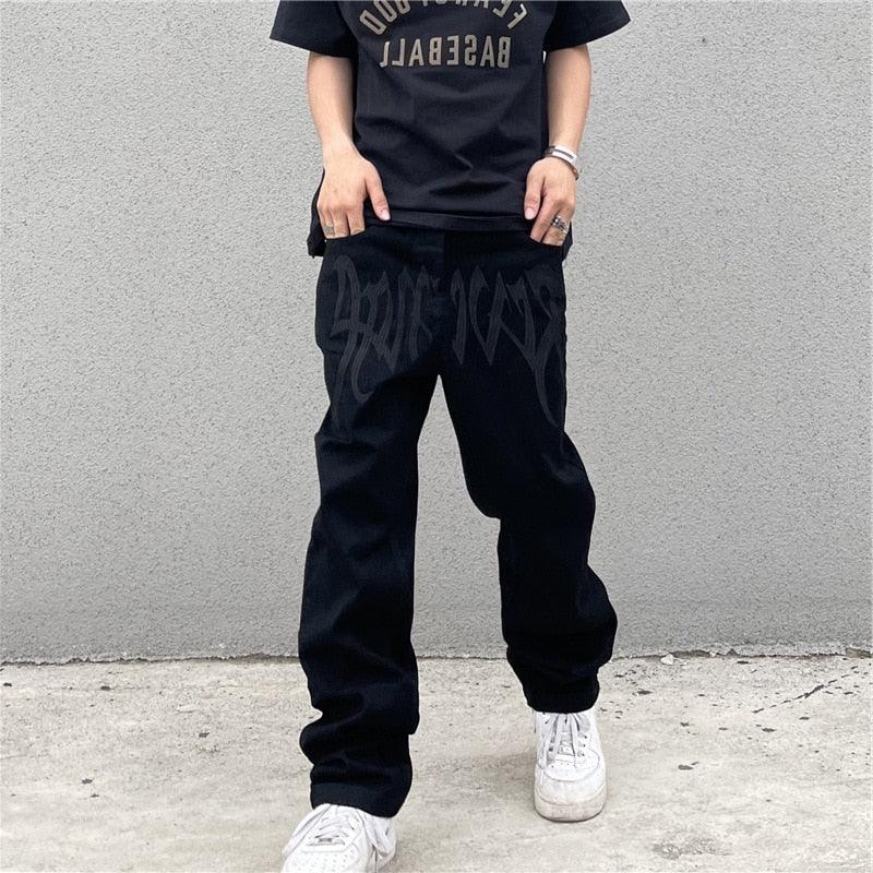 Pantalones vaqueros anchos hombre bordados - High Trend Coture